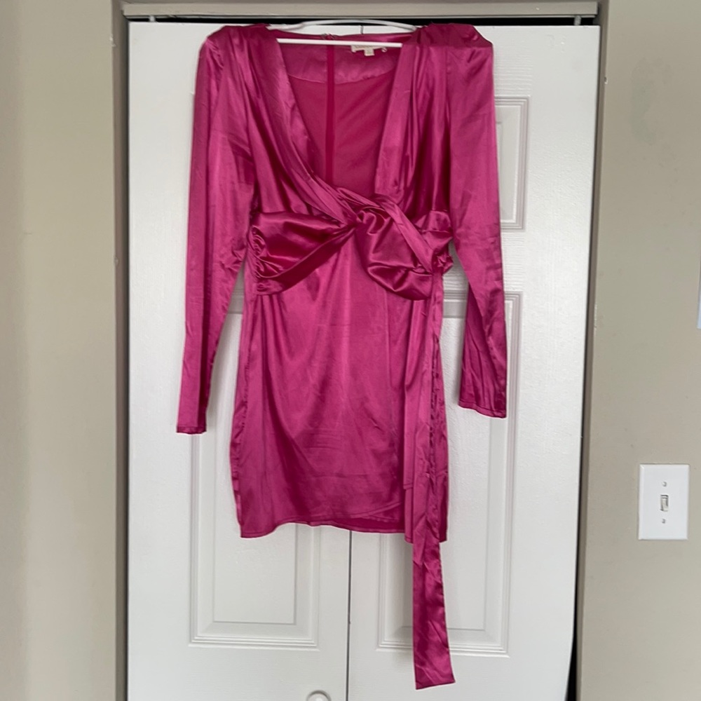 Hot pink long sleeve mini dress